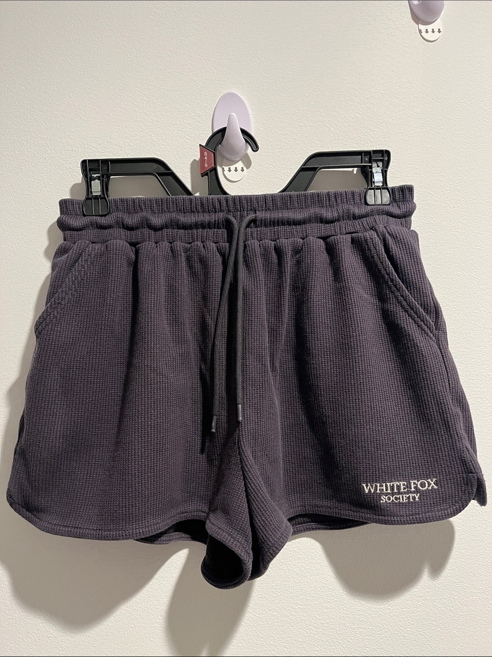 White Fox Boutique Charcoal Waffle Drawstring Shorts